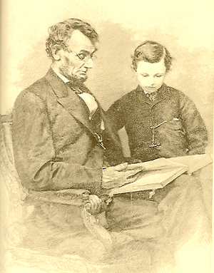 Abraham Lincoln and Tad Lincoln 1864 Brady