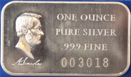 Abraham Lincoln one ounce silver bar