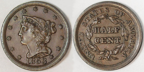 1853 half cent