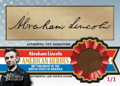Abraham Lincoln Topps cut signature card 2009