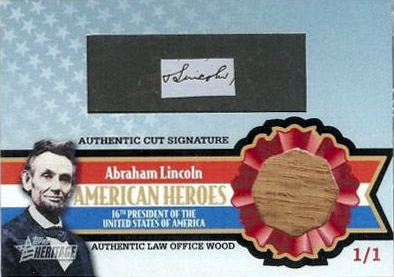 Abraham Lincoln baseball card with office wood