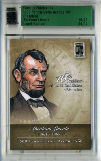 Abraham Lincoln baseball card Famous Fabrics